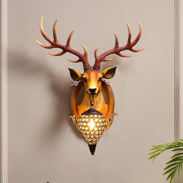 

wall lamp nordic style resin antler modern light retro deer living room bedroom bedside sconce indoor home