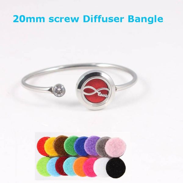 

bangle 20mm infinity love 316l stainless steel locket bracelet oil diffuser perfume jewelry, Black