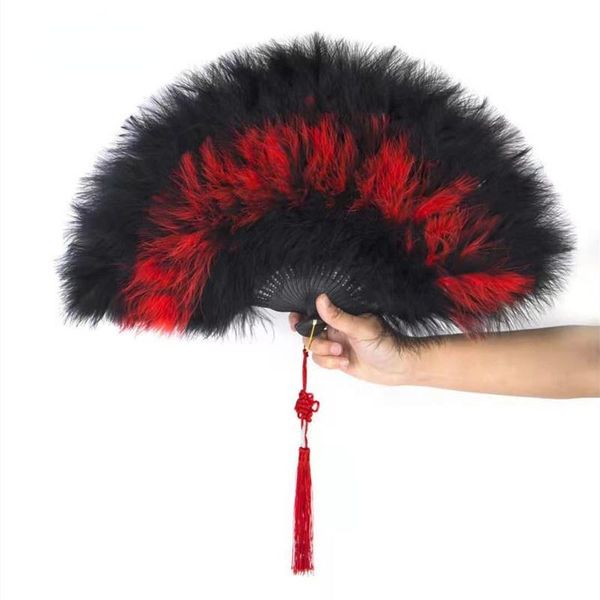 

other home decor thick feather fan hand ventilador chinese style nostalgia portable ventilateur cheongsam dancing show performance props