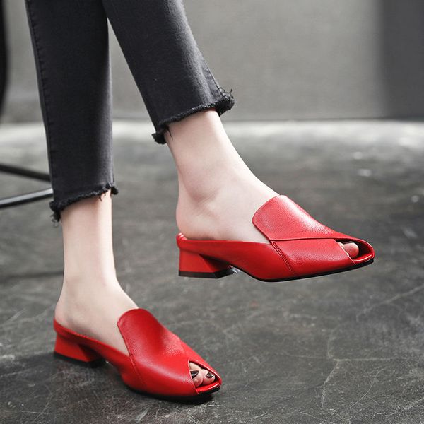 

soft women slippers2022 outdoor wearingslip on slideslow heel summer shoespeep toeblackredbeigeyellowdropshipping, Black
