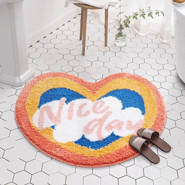 

carpets heart shaped non-slip bath mat rug for bathroom fluffy home floor mats carpet pads anti-slip entrance doormats welcome rugs