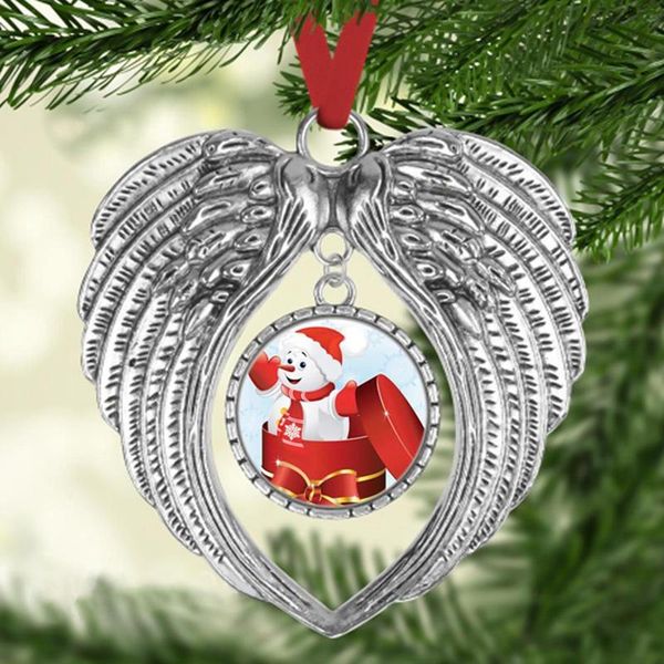 

christmas decorations angel wing pendant silver necklace jewelry gift diy sublimation heart