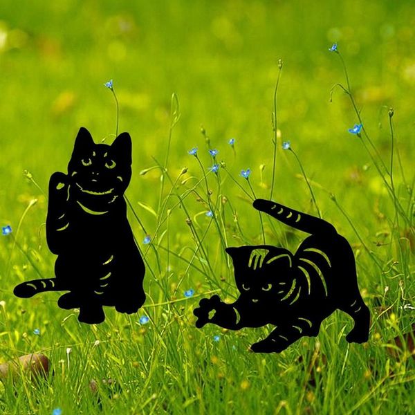 

novelty items 2 pcs acrylic cat silhouette yard stake art decor black puppy ground insert manor lawn hello set