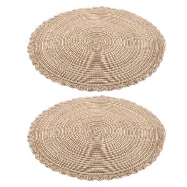 

mats & pads 2pcs round placemats heat insulated tableware table adornment (coffee)