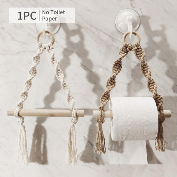 toilet paper holders holder rack nordic organizer tapestry macrame hanging handmade rope towel kitchen bathroom apartment punch free