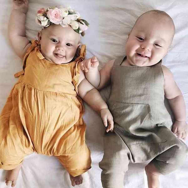 

h1046#ins boys' and girls' jumpsuit summer 2019 new baby's suspenders, White