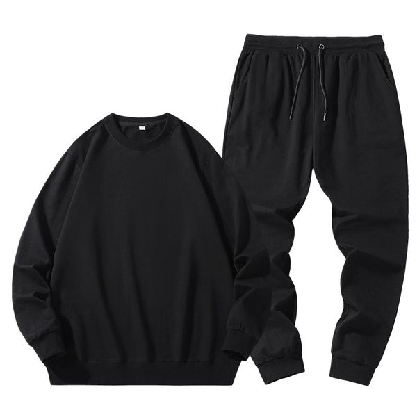 

men's tracksuits 97% cotton tracksuit sets casual sports suit o-neck sweater with pants multicolor fashion two-piece for men female, Gray