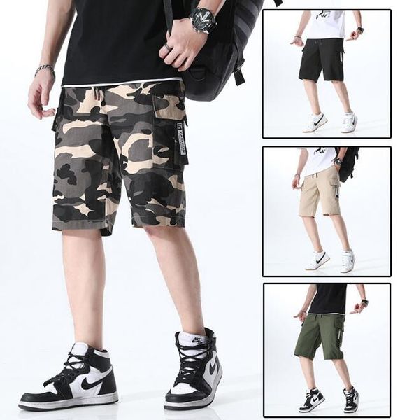 

men's cotton summer cross-border five-point pants shorts, White;black