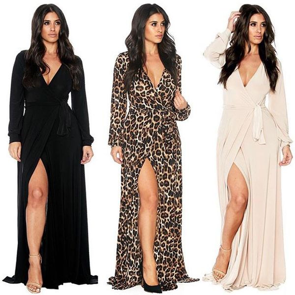 

jumpsuits,rompers beautiful trend big size 2015 autumn and winter women's deep v-neck long sleeve belt split irregular dress