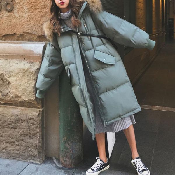 

women's down & parkas cotton jackets warm thick long autumn winter jacket female clothes vintage coats loose outerwear, Black