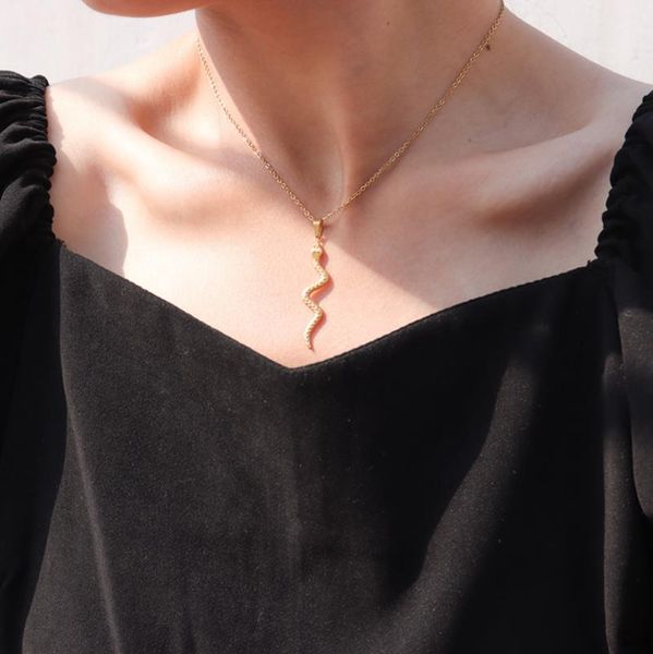 

chains minimalist style snake necklace animal dangle women pendant trendy female birthday jewelry gift party, Silver