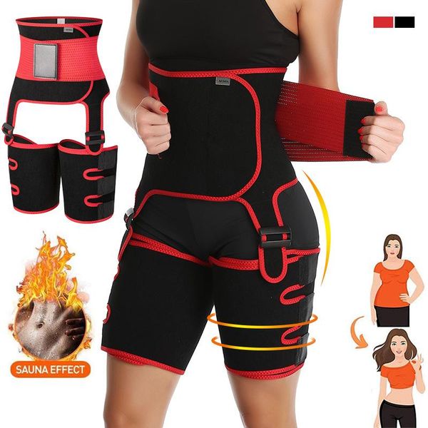 

women's shapers mumu women sports sweat burst waistband adjustment one-piece plastic abdomen leg band neoprene waist trainers, Black;white