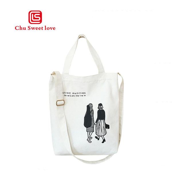 

shopping bags harajuku printing women bag reusable grocery shoulder canvas capacity webshop eco foldable