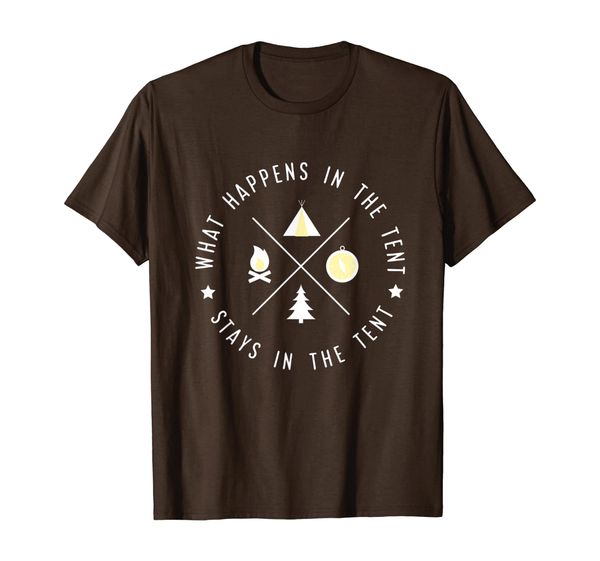 

What Happens in the Tent - Funny Camping Theme T-Shirt, Mainly pictures