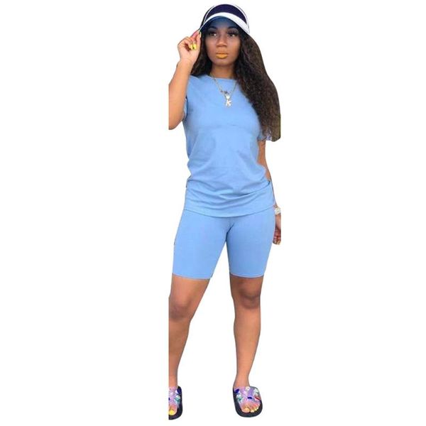 

women's tracksuits women solid sporting casual two piece set short sleeve tee above knee pants suit tracksuit outfit 4 colors, Gray