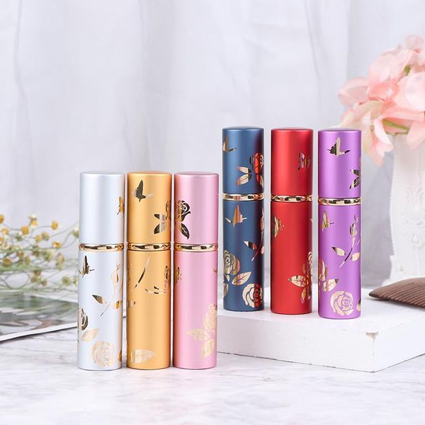 

storage bottles & jars 1pcs portable 10ml mini refillable perfume bottle with scent pump metal aluminum empty cosmetic containers spray atom