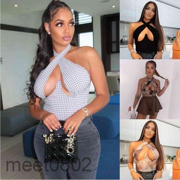 

women vest summer new designer fashion women's style printing cross strapping slim sleeveless vest hollow out casual clothing, White