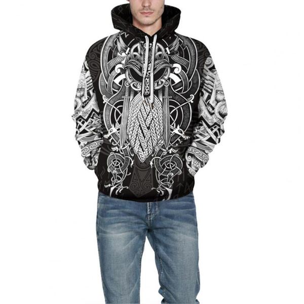 

men's sweaters streetwear stylish all match pockets hooded sweatshirt men women hoodie ethnic print for vacation, White;black