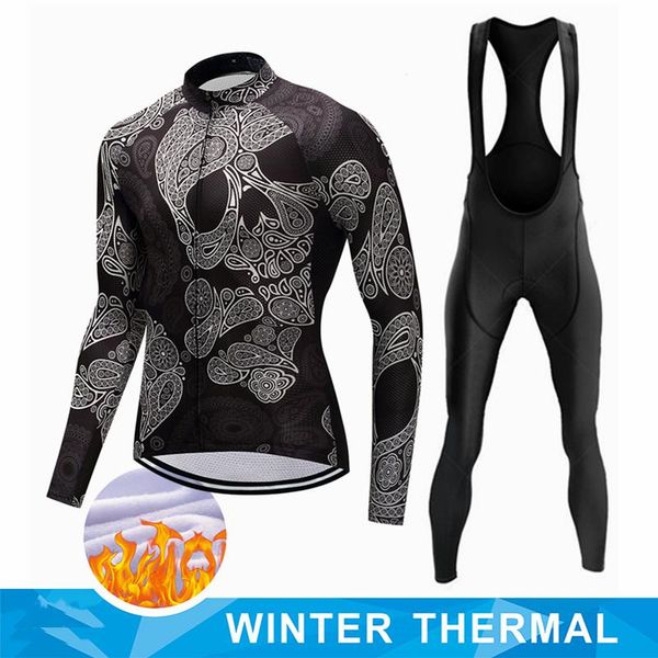 

racing sets winter thermal fleece 2022 cycling jersey set bike suit mountian bicycle clothing ropa ciclismo, Black;blue
