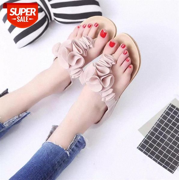 

summer sandals flip beach sandals women slippers ruffle casual floral ladies peep toe women summer shoes sandalia feminina #uh6o, Black