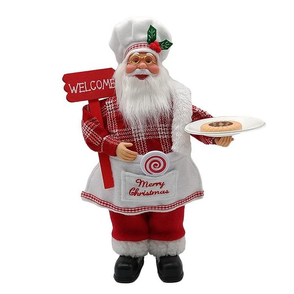 

christmas decorations 30cm standing chef santa claus restaurant party scene ornaments