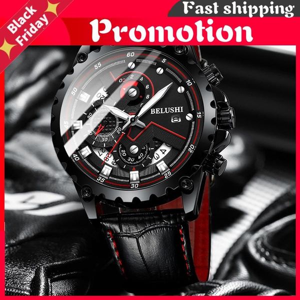 

wristwatches 2021 mens watches leather chronograph waterproof sport automatic date quartz watch men relogio masculino, Slivery;brown