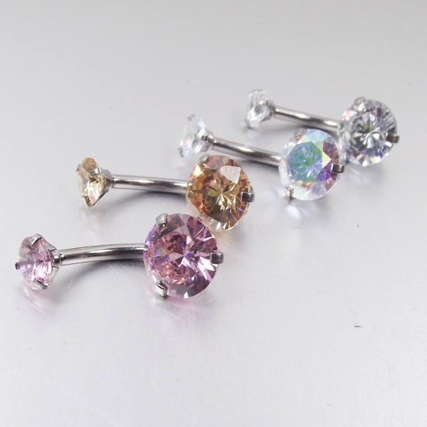 

straight korean double headed aaa 8mm round zircon navel ring human body puncture nail
