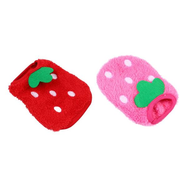 

cat costumes 2pcs warm pet clothing strawberry clothes puppy coral fleece costume