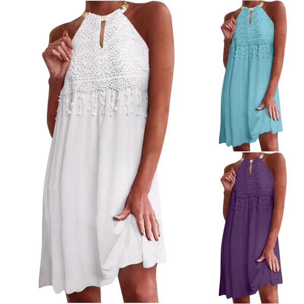 

casual dresses women fashion halter solid o-neck butterfly printing sleeveless tassel dress white vestidos de mujer sukienka, Black;gray