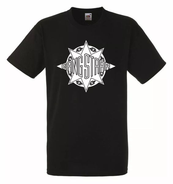 

gang starr logo black mens t-shirt men rock band tee shirt, White;black