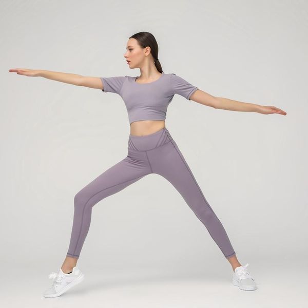 

navel short-sleeved yoga t-shirt with chest pad clothes slim quick-drying running sports fitness clothing outfit