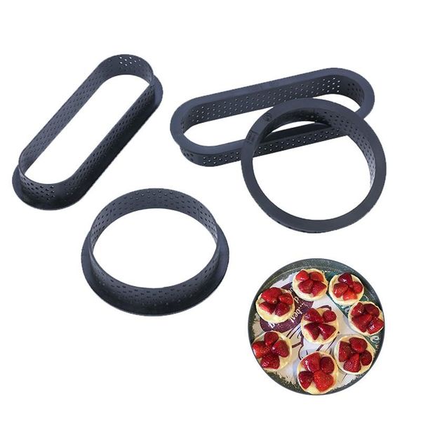 

baking moulds 8 pcs mini tart ring circle cutter tartlet mold small pie heat-resistant perforated cake mousse molds non stick