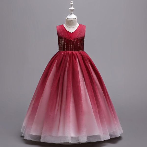 

girl's dresses retail flower girl dress three-dimensional embroidery trailing child soft yarn princess petti cute 1, Red;yellow