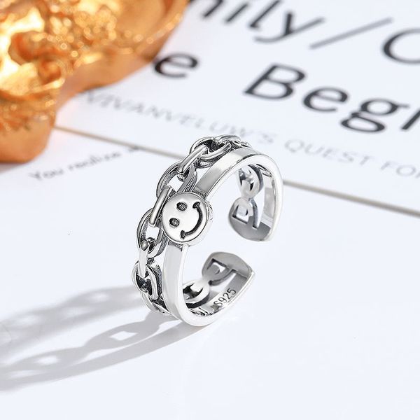 

ring korean style s925 silver smile face opening