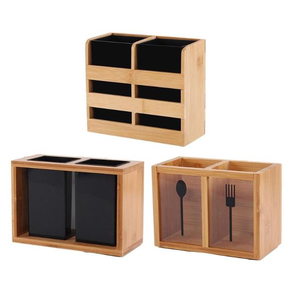 

multifunctional bamboo chopsticks storage box drain spoon fork organizer pot kitchen cutlery holder partition bottles & jars