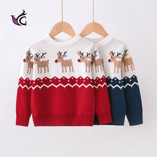 

yg year children's sweater christmas winter men's and women's baby knitted long sleeve cartoon clothes 211201, Blue