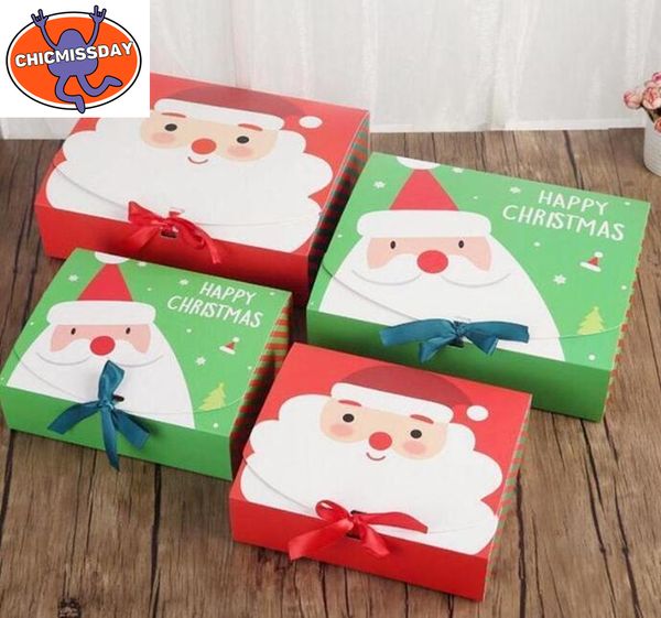 

christmas eve big gift box santa claus fairy design kraft papercard present party favor activity box red green gifts package boxes dhl xx55