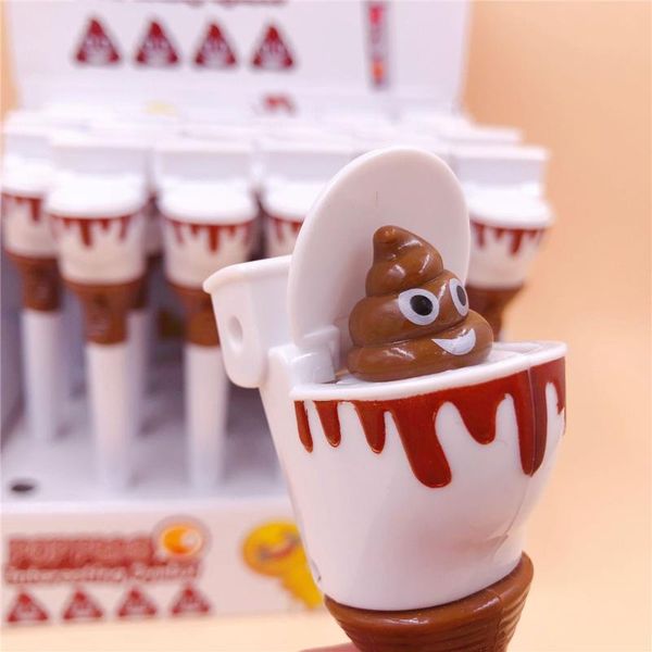 

ballpoint pens 1pc creative funny pen cartoon pushable toilet poop stool writing decompression kids black ink kawaii stationery, Blue;orange