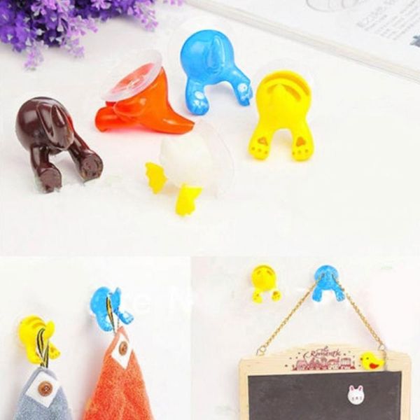 

animal hook vacuum suction cup home accessories towel hanger kitchen gadgets cartoon insect shape bathroom supplies 2pcs hooks & rails