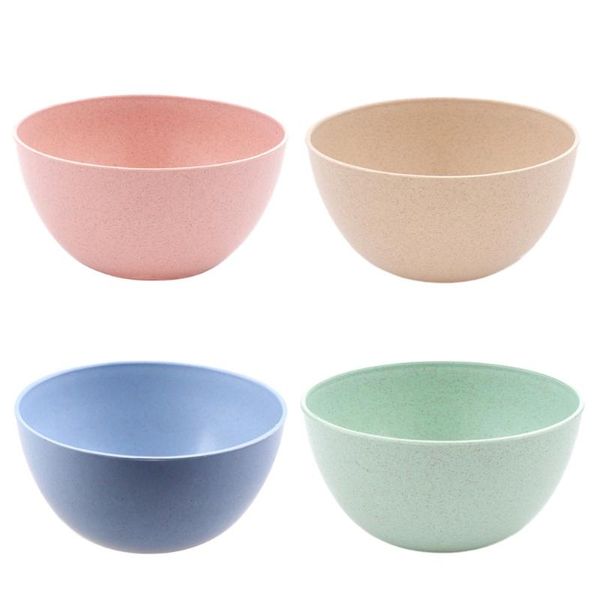 

4pcs household wheat straw instant noodle bowls rice (assorted color)