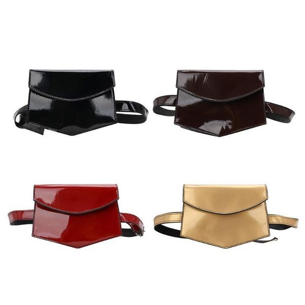 

waist bags solid color design women belt phone pouch for ladies patent leather chest fanny packs 2021 selling