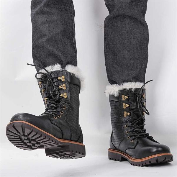 

natural wool winter shoes natural genuine cow leather warmest men winter boots #ym1568 211216, Black