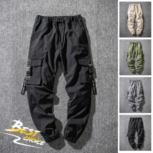 

autumn and winter pocket casual pants overalls large cotton, Black