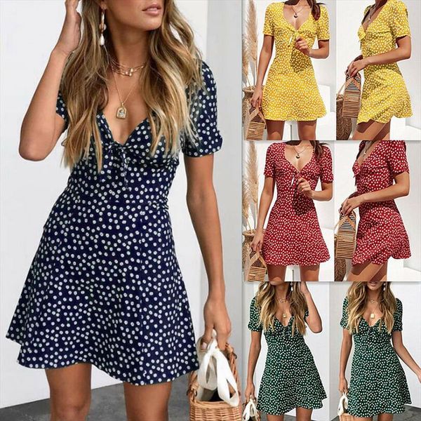 

summer boho short knee length womens dresses evening party beach sundress, Black;gray