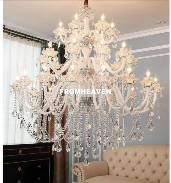 

chandeliers modern clear white chandelier living room el double layer k9 deco luxury crystal lighting