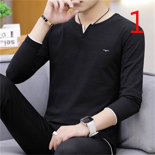 

t shirts autumn and winter t-shirt long-sleeved bottoming shirt double-faced men's casual, White;black