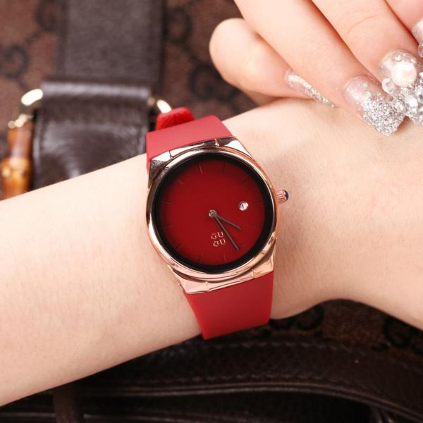 

wristwatches 2021 fashion women guou silicone strap date casual quartz lovers sport girl dress clock, Slivery;brown