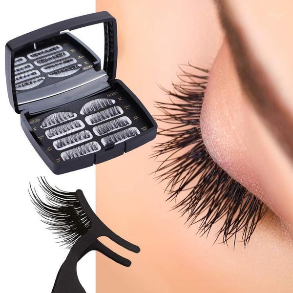 

8pcs false eyelashes reusable no glue needed eye lashes makeup decoration set pure handicraft and acrylic box packing1