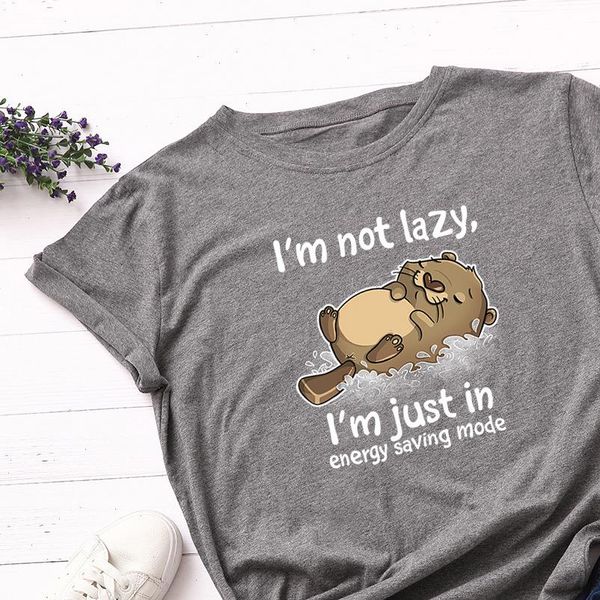 

womens funny lazy cat print tshirt women plus size s 5xl t shirt 100% cotton letter harajuku cute cartoon, White