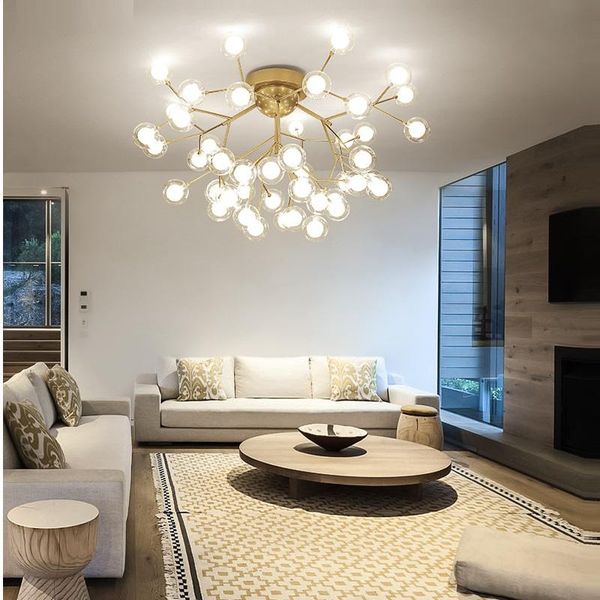 

ceiling lights modern led chandeliers lighting black/gold tree branch mount kids lamps ball glass shades for living room